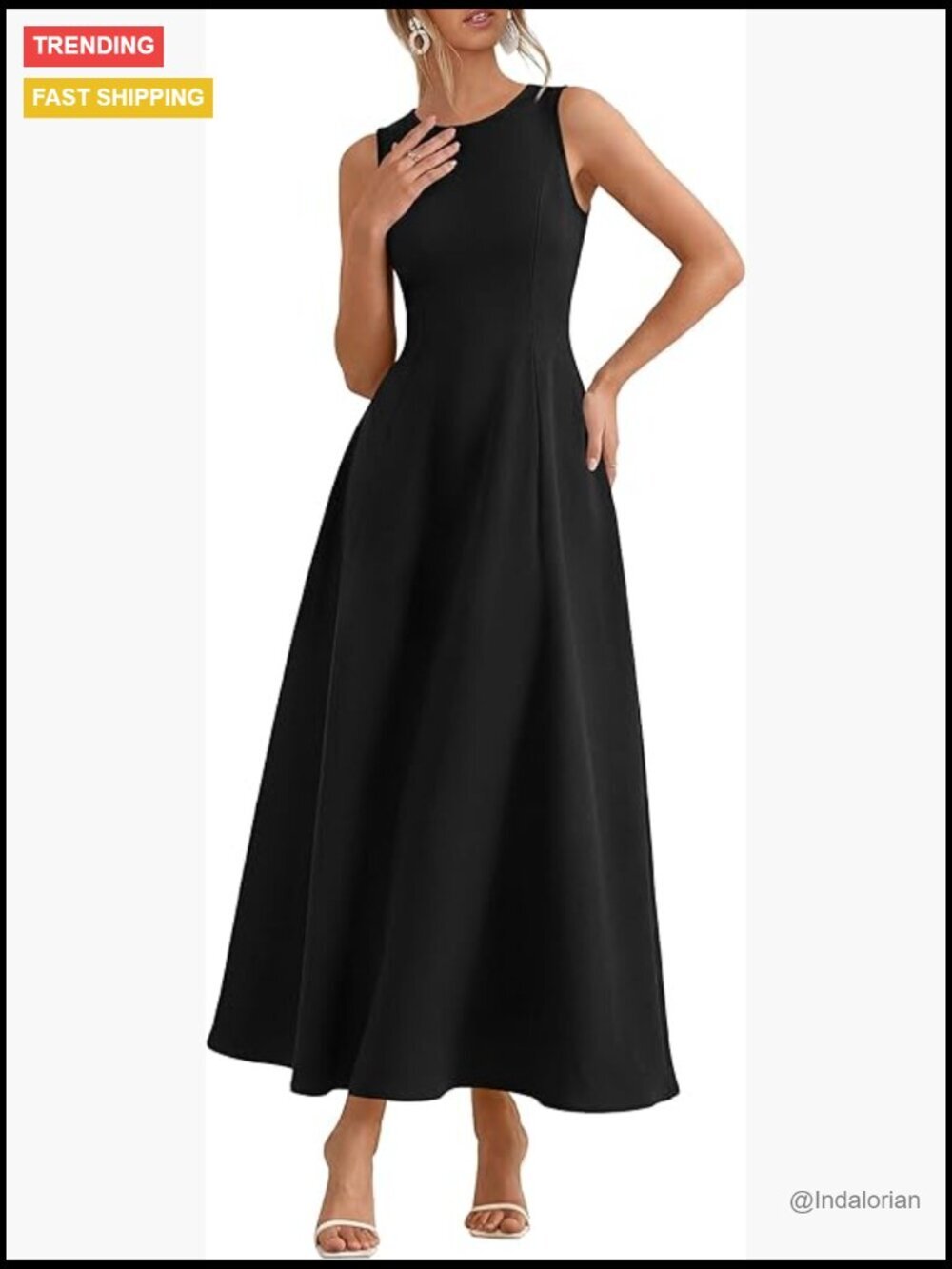 Women's Maxi Dress Sleeveless Tank A-Line Flowy Swing Dress with Pockets